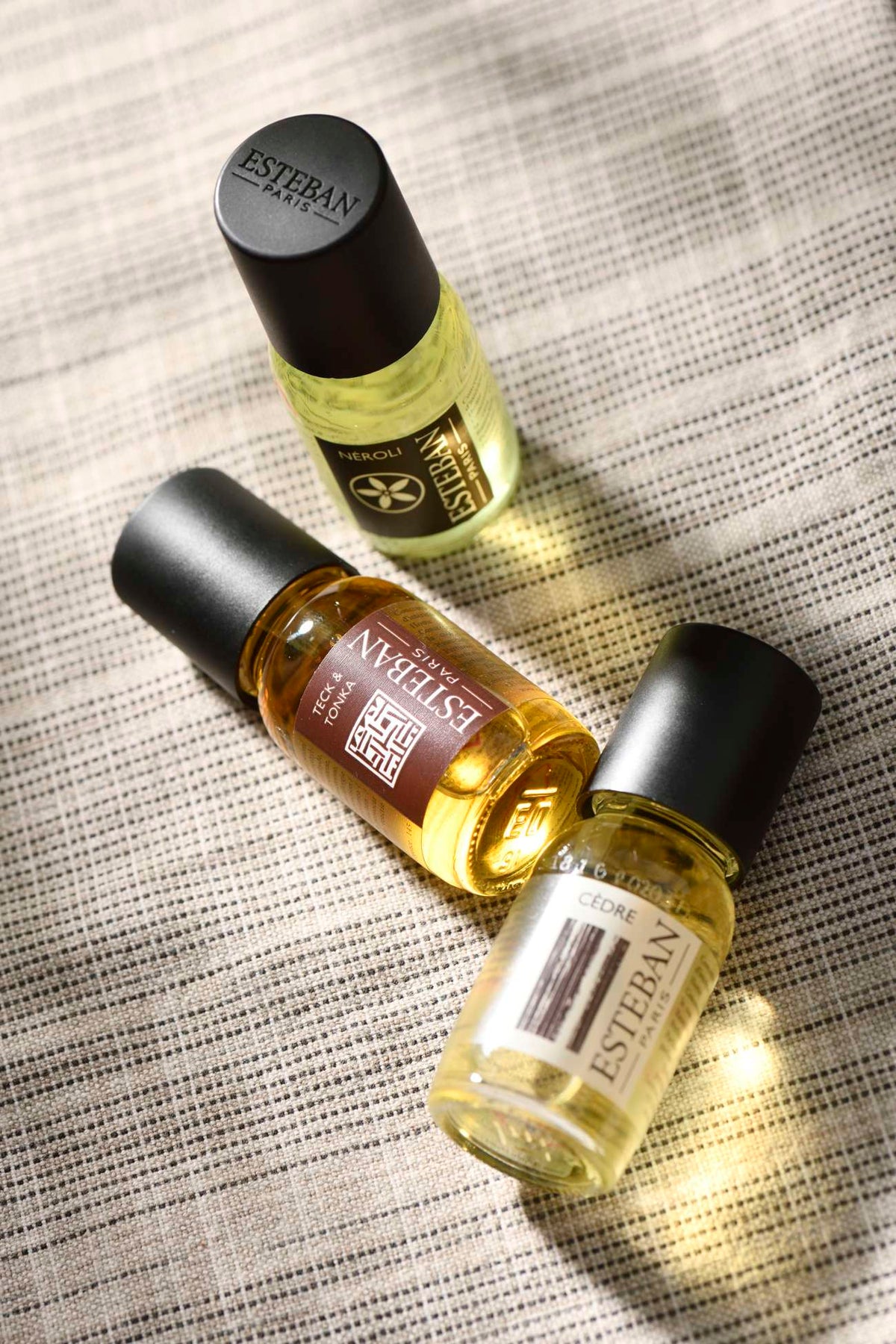 Huiles parfumées Estéban Paris Néroli, Teck & Tonka et Cèdre