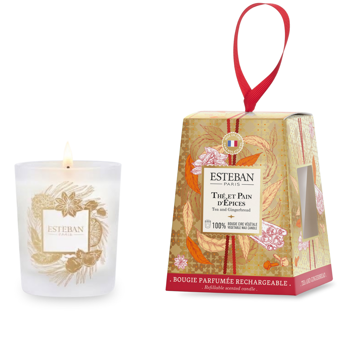 Candela profumata - Tè e pan di zenzero - Edizione limitata di Natale - Ricaricabile - 180 g